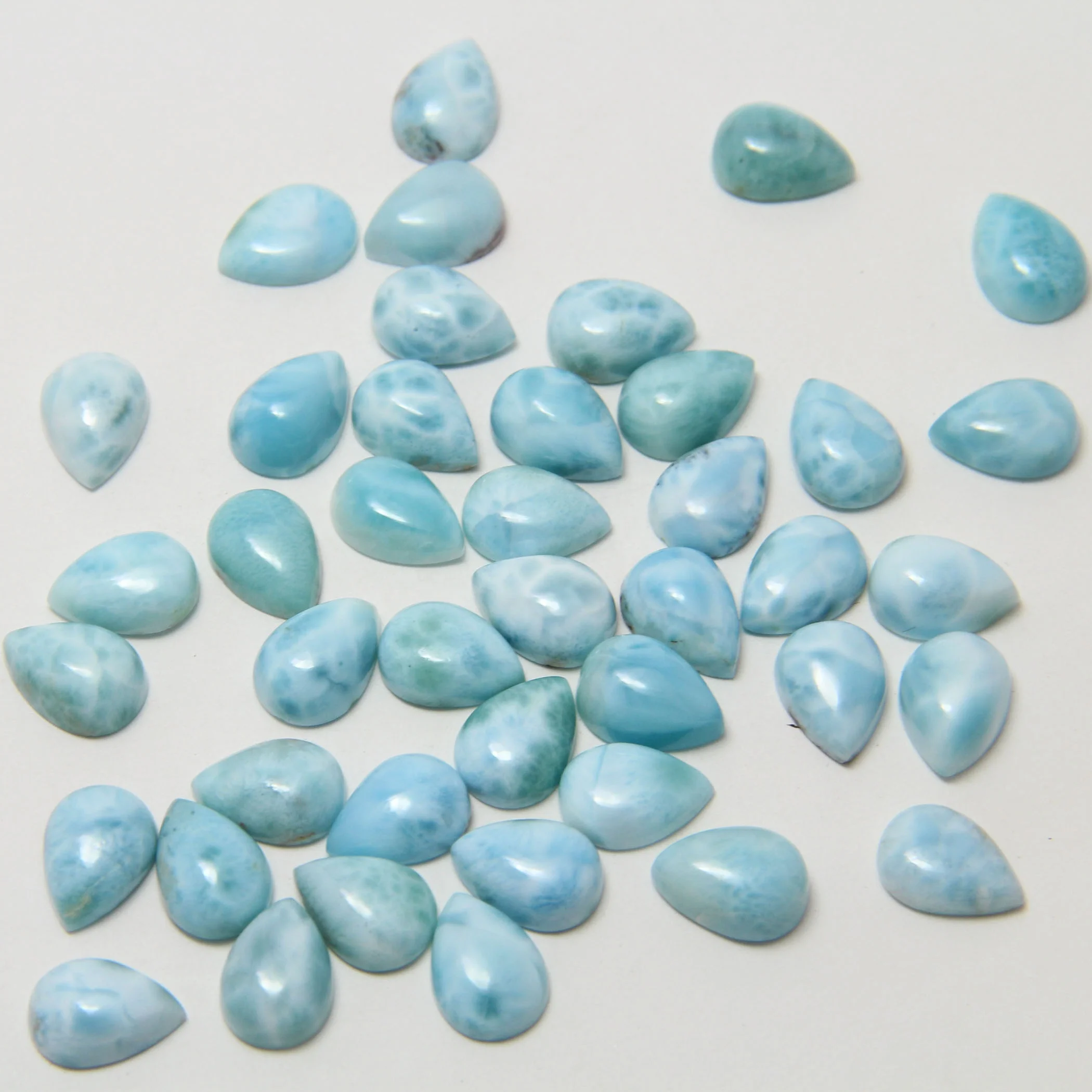 New Arrival Natural Larimar Cabochon Pear Shape  Loose Gemstones For Making Jewellery