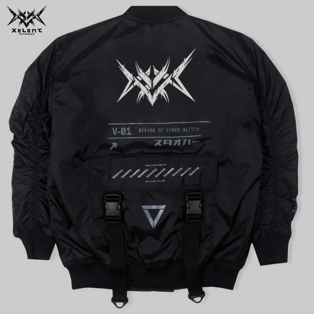 Stereo large pocket Jacket Functional Cyberpunk Light Hiking Outdoor Light weight black top