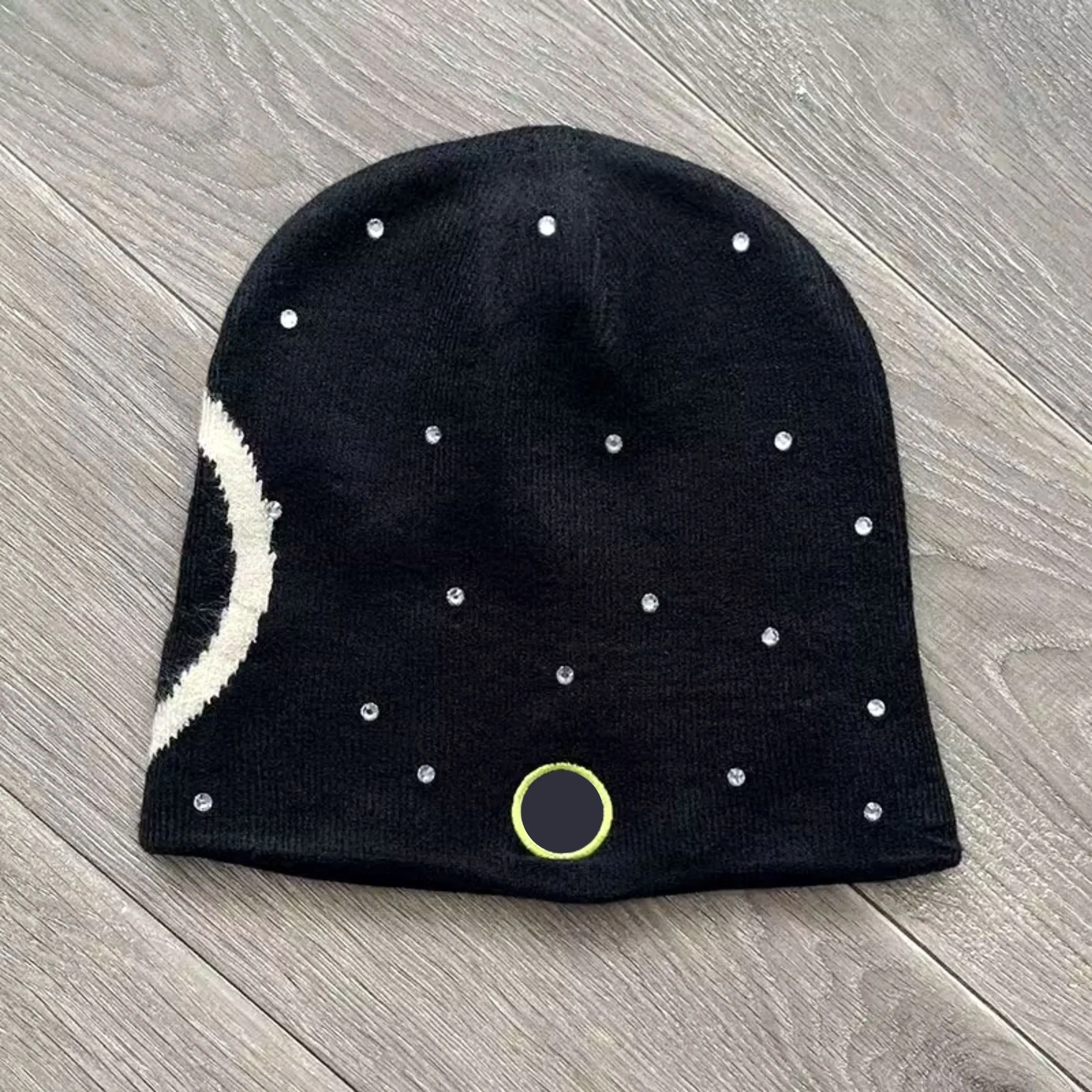 Custom High Quality 100% Acrylic YK2 Own Logo All Over Print Rhinestones Knitting Beanie Hats Sports Flame Casual Yarn Cold Hat