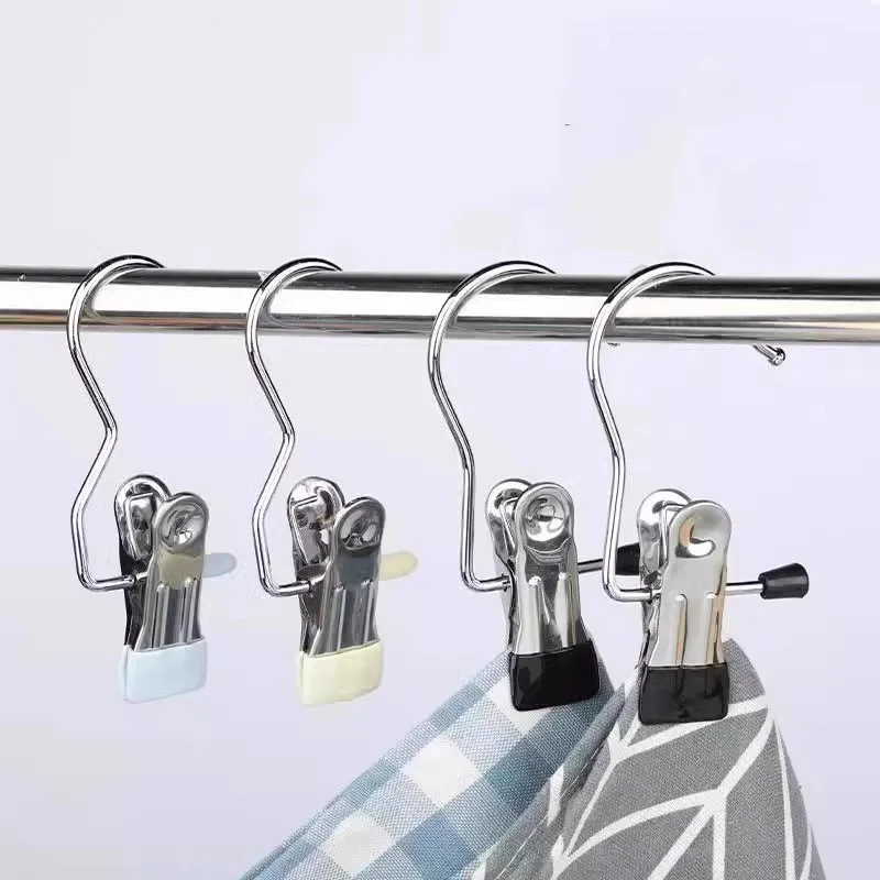 Wholesale Space-Saving Hanger Clip 10/12cm Metal Clothespin Hook Soft Rubber Coating Durable for Clothes Pants Hats