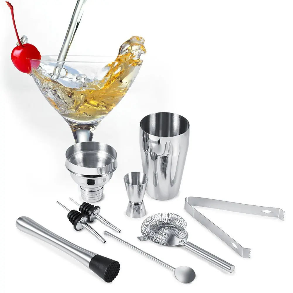 Premium Quality Cocktail Alcohol Mixture Shaker Bottle Stainless Steel Professional Bartender Metal Cocktail Shaker Set