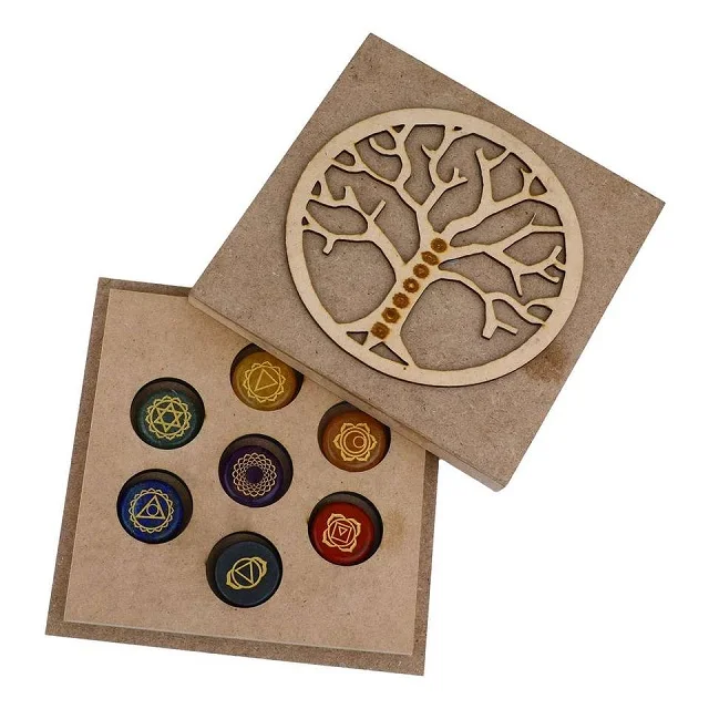 Best Quality Seven Chakra Set With Wooden Gift Box Chakra Set 7 chakra Stone Set For Sale