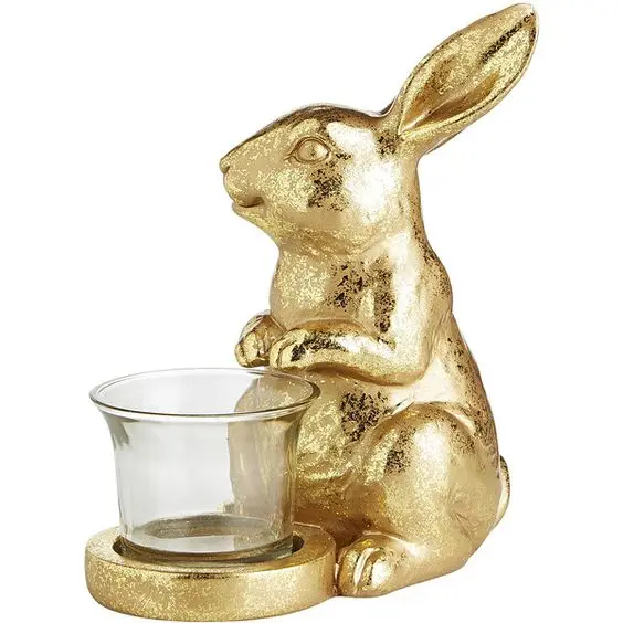 Hot Sell 2024 Aluminum Rabbit Easter Decor Bunny Figurine Statue Sculpture Handmade Miniature Hare Showpiece Tabletop
