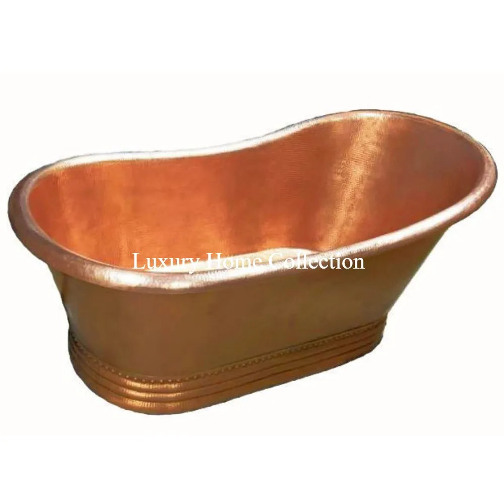 Luxury Quality Black Color & Top And Base Gold Shiny Polished Copper Made Bath Tubs For Adults Bathing Ware From Indian Supplier