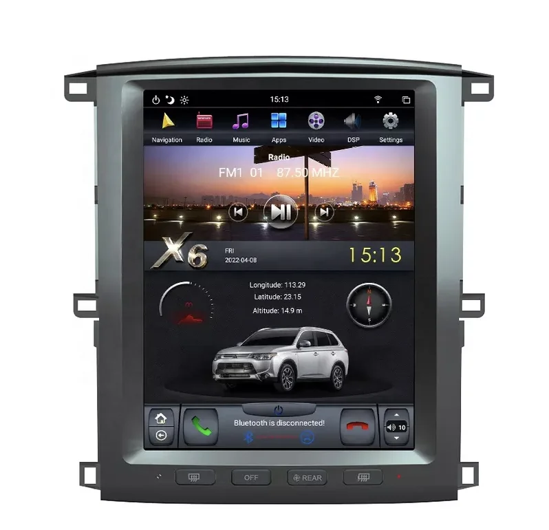 JD AUTO 12.1 inch tesla vertical screen android dvd player for Toyota Land Cruiser 100 LC100  Lexus LX470 2003-2007
