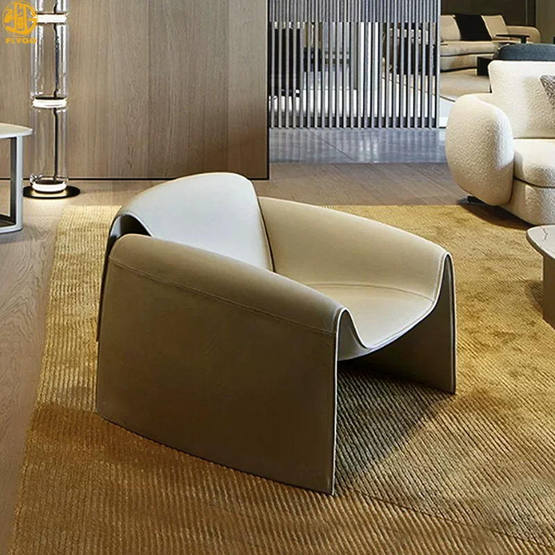 Modern leisure arm sofa chair italian design color luxury designer villa hotel furniture leather armrest chair living room