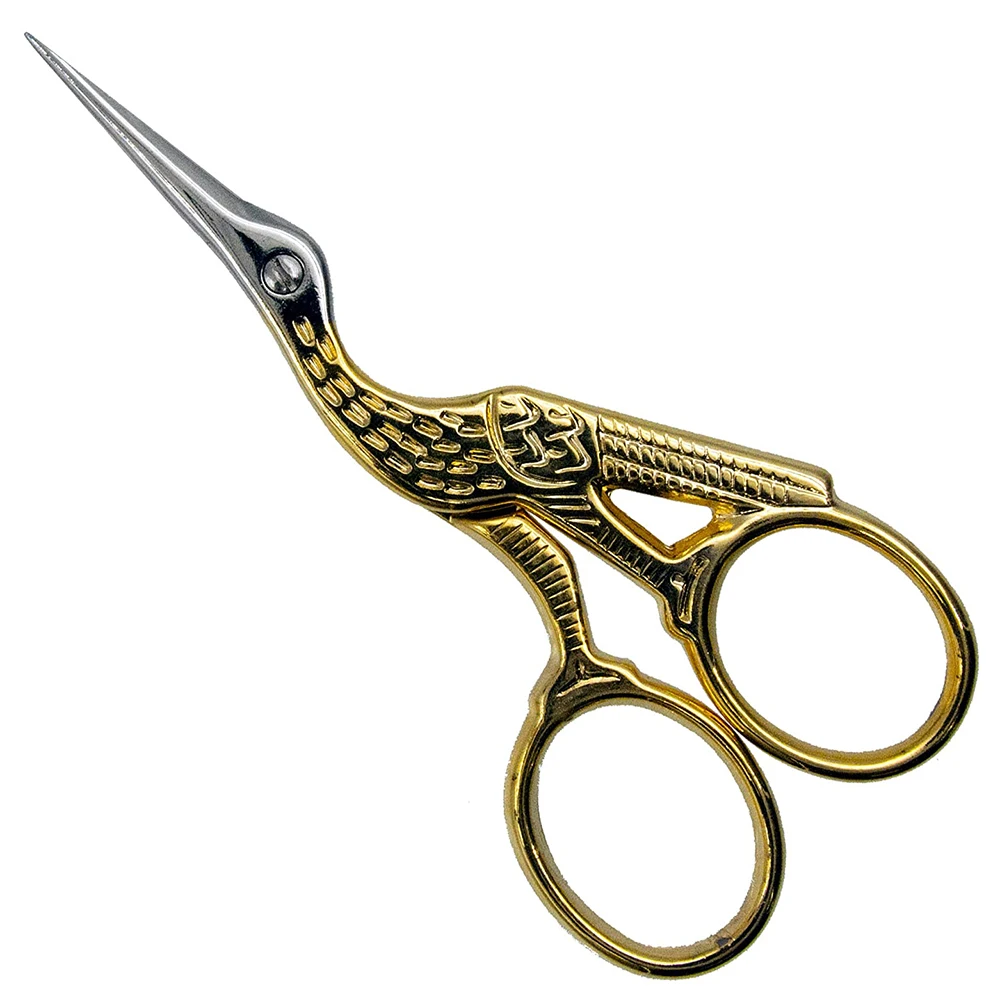 Half Gold Handle Embroidery Scissor Big Crane Scissor Handmade German Stainless Steel Small Scissors