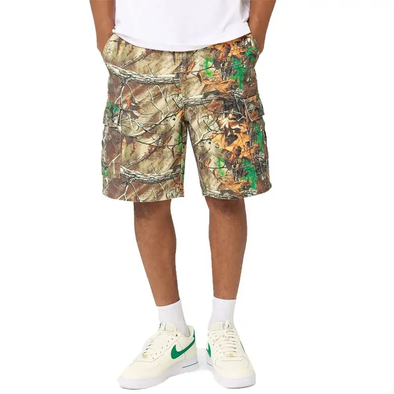Custom High Waist Real Tree Camo Hunting Forest Jungle Printed Short Pants Cotton Summer Hunting Camouflage Denim Shorts For Men