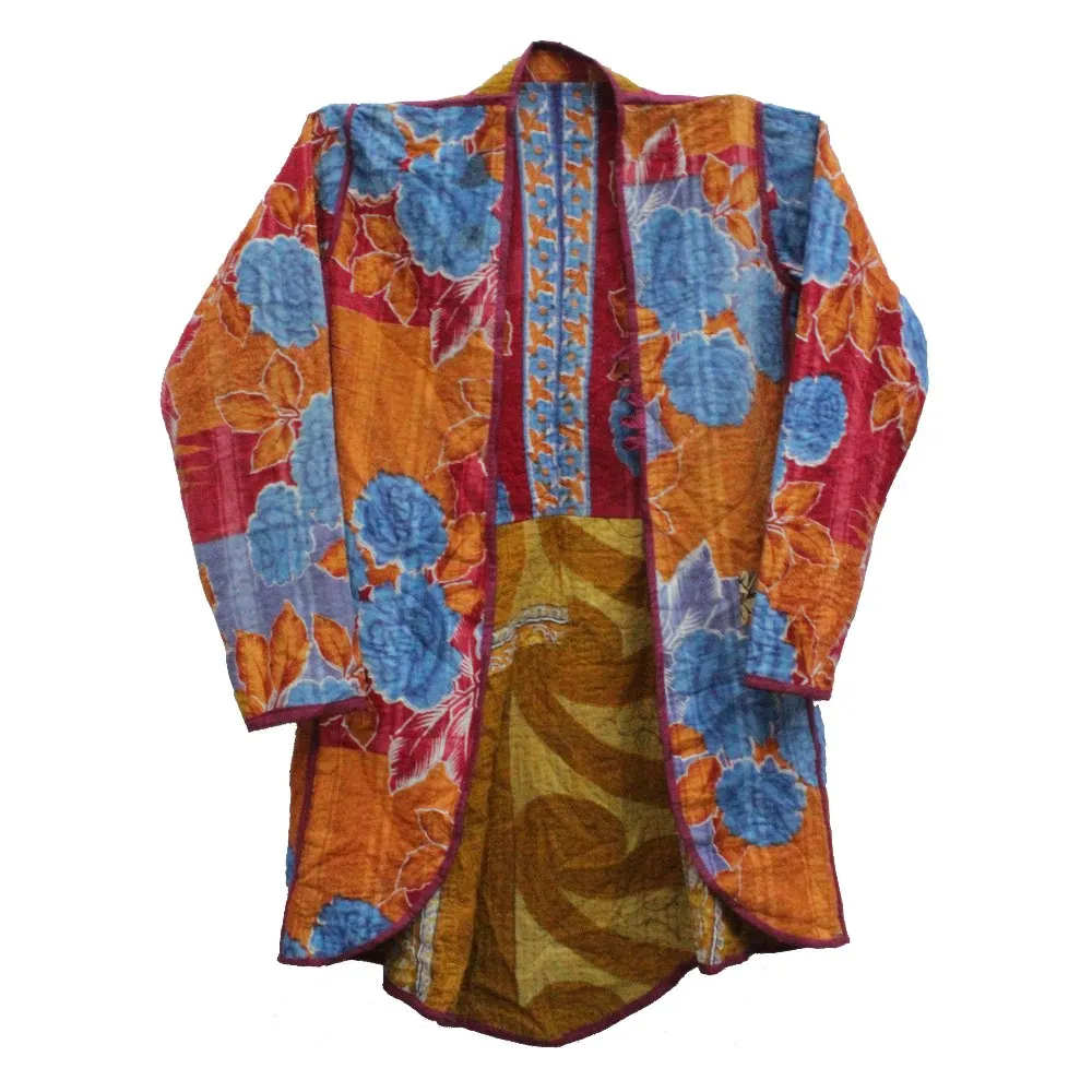 Old Vintage Kantha Jacket Reversible Gudri Rally Coat Sherwani Handmade Quilted Reversible Kantha Indian Cotton Assorted Jacket