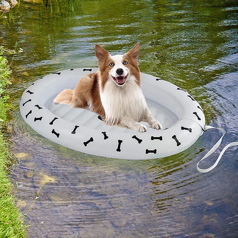A04  Inflatable Pets Dog Pets Water Toy Floating Chair Boat dog Swimming Pool Beach Mat Swimming Pool Toy