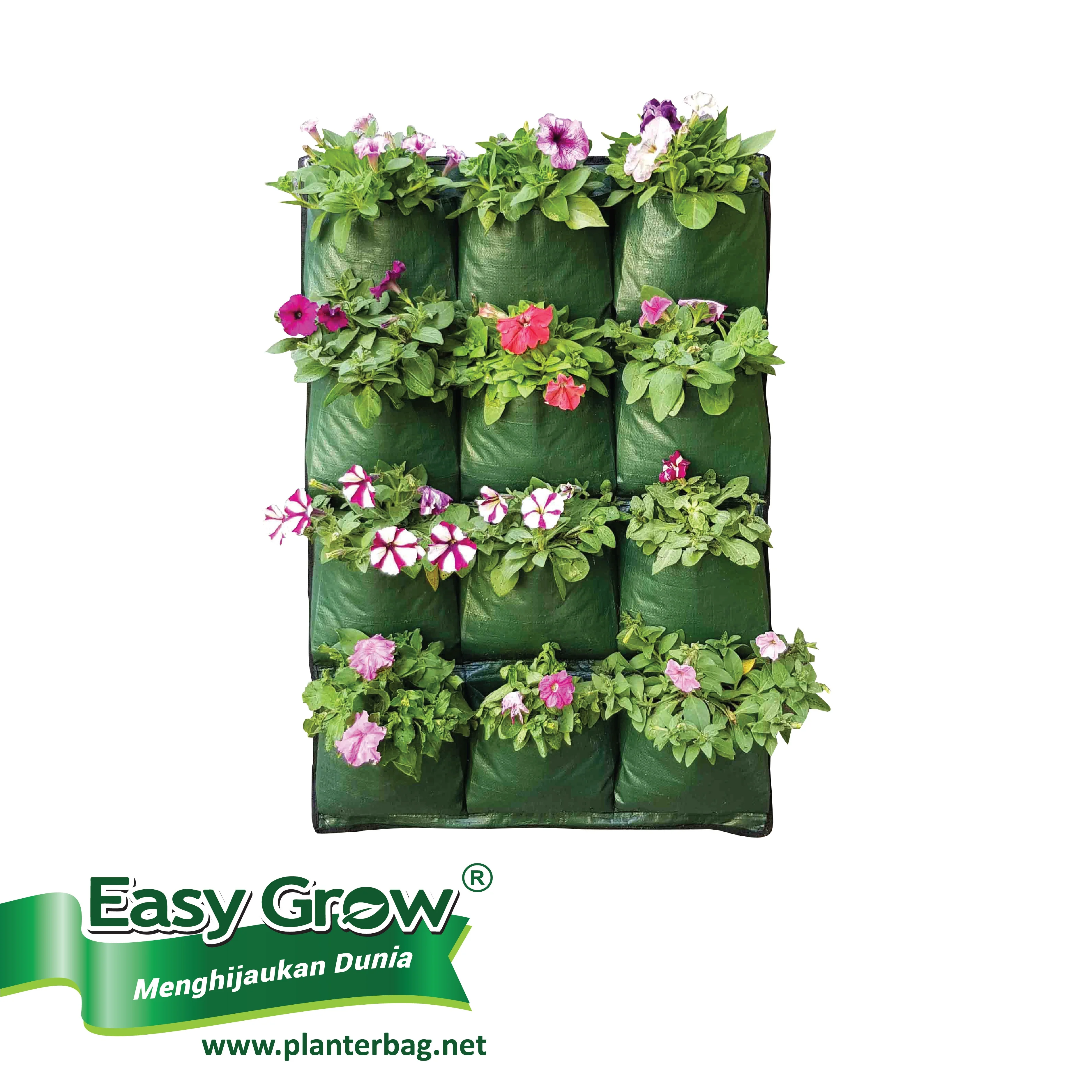 Durable Vertical Garden Felt Grow Bags Pockets Plastic Wall Planter Flower Pots & Planters Black Green