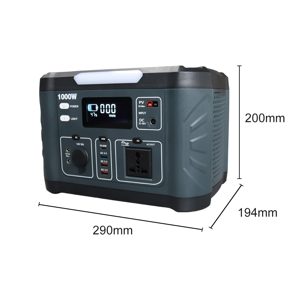 SZSSTH 500W 1000W Camping Rv Power Bank Energy Storage System Solar Generator 1000Wh Lithium Battery Portable Power Station