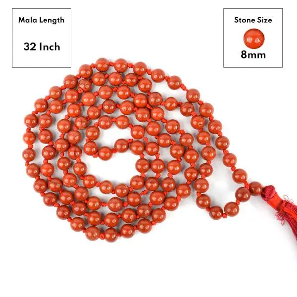 Best Price Natural Precious Stone Red Jasper Crystal Hand Knotted 108 Beads Jap Mala Energised Root Chakra Gemstone Necklace