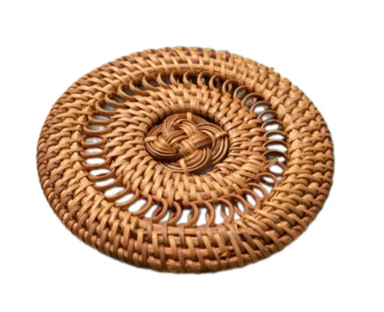 Wholesale Handicraft Simple Modern Rattan Coaster Handmade Viet Nam Wicker with Minimalist Comfortable Lifestyle Design