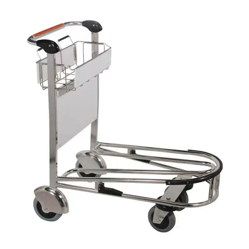 High Quality Stainless Steel Airport Passenger Luggage 4 Wheels Trolley With Hand Brake For Baggage