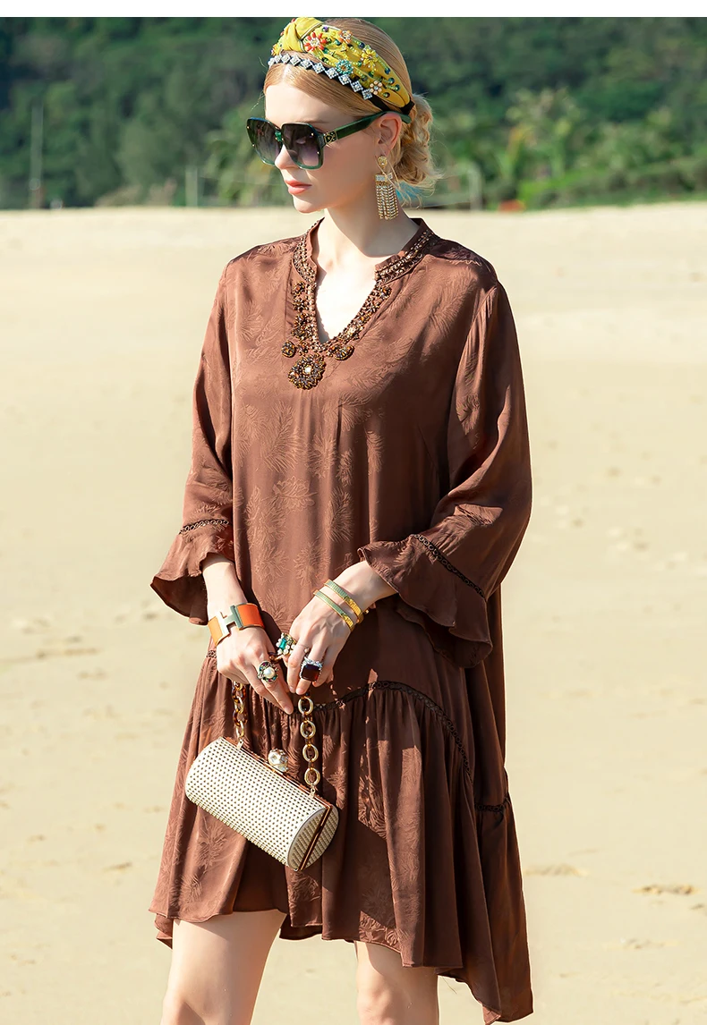 NEW TRENDING ODM, OEM WOMEN BABYDOLL DRESS IN SILK FOR EUROPE AND NORTH AMERICA MARKET