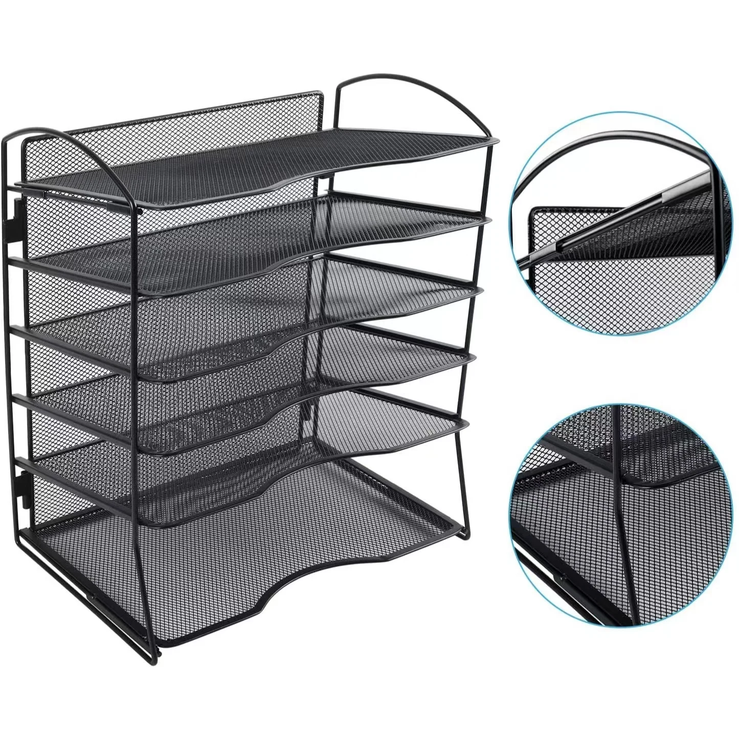 Factory customization mesh 6 layers screwless design iron art document magazine storage metal desk organizer for office