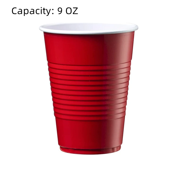Wholesale  Custom  9 oz  Red  Drinking Cup Disposable Party Plastic Cups