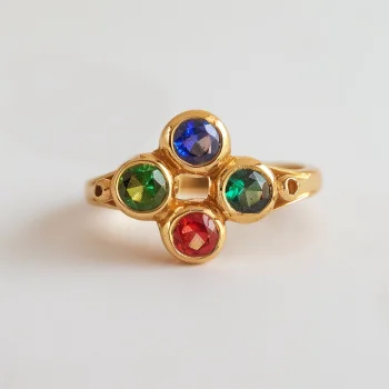 Wholesale customized Flower Natural Peridot , Emerald , tanzanite , ruby 14k solid gold ring engagement yellow gold rings
