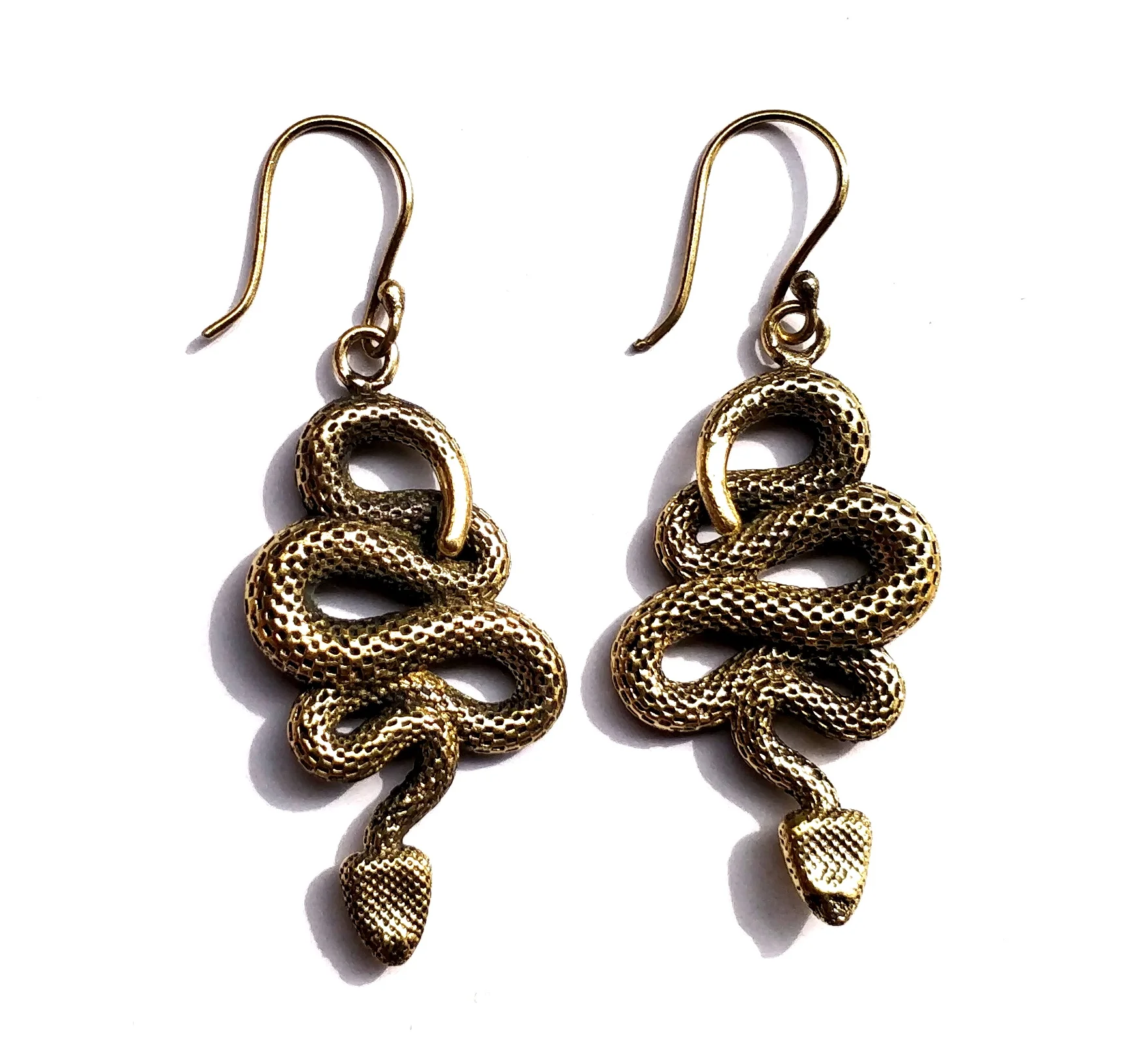 Fashion Earrings Metal Brass Carving Animal Snake Earrings Antique Exaggerated Snake Earrings Jewelry