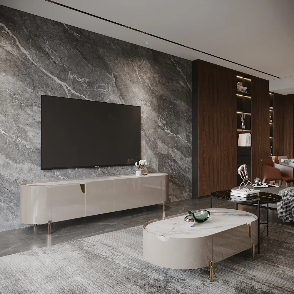 Nordic style living room ceramic top TV Stand Cabinet