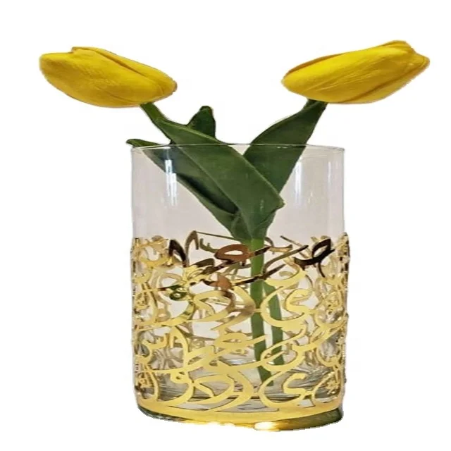 Vase Wedding Table Gold Modern Luxury Nordic Small Cylinder Bud Metal Crystal Glass Flower Vase for Home Decoration Home Decor