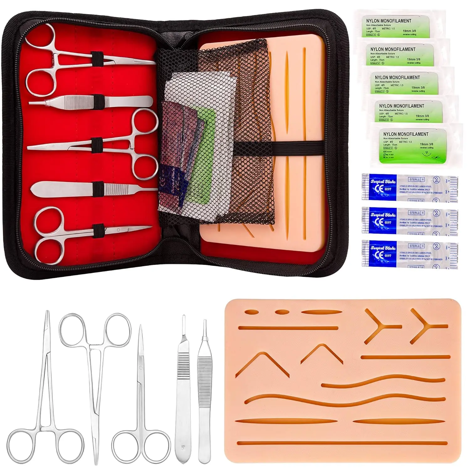 Suture Practice Kit - Surgery Kit with Silicone Suture Pad, Forceps, Suture Thread & Needle | Ideal for Medical & Vet Students
