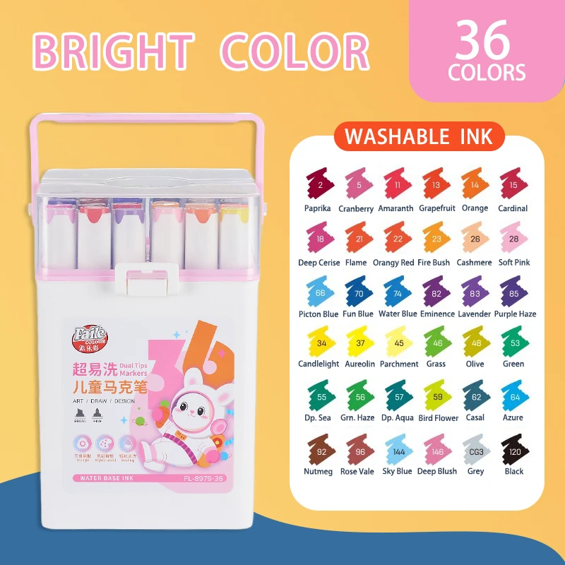 12/24/36/48 Colors Washable Double Tipped Art Markers Set for Artists Adults Coloring and Illustrations