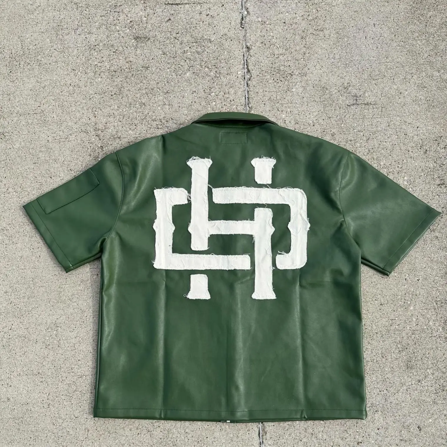 Hot Selling Streetwear High Quality Short Sleeve Zip Up Leather Shirt For Men Boxy Fit High Street Style Blank Tee Shirts