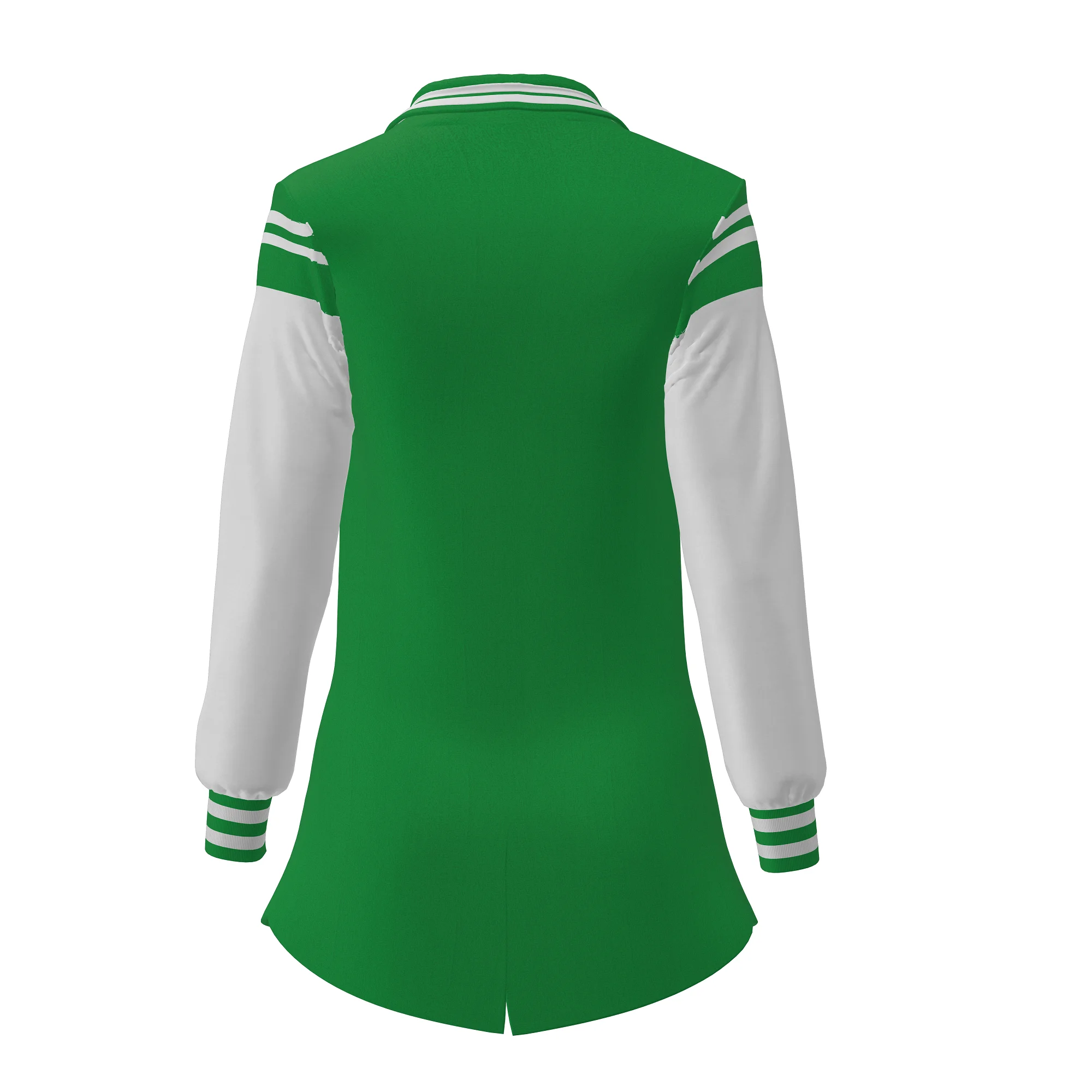 Iota Phi Lambda Leather Blazer with Single Button Closure Long Knitted Fabric Embroidery and Button Decoration