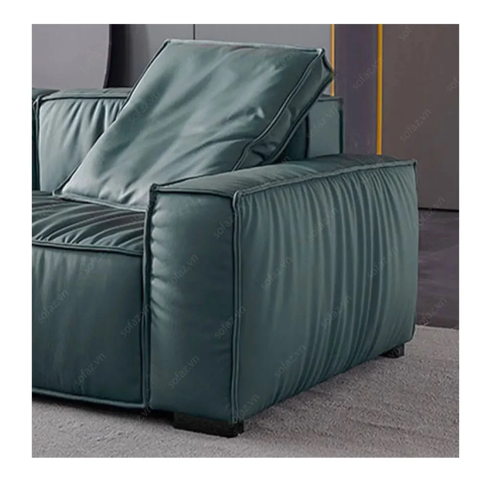 Лучший выбор роскошный синий L-образный современный угловой диван кожаный интерьер гостиной с деревянным материалом