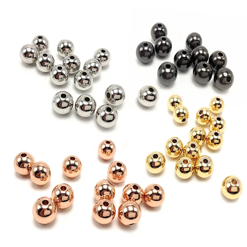Wholesale Bulk 3/4/5/6/8/10mm DIY Round Metal Beads High Quality Loose for Jewelry Making