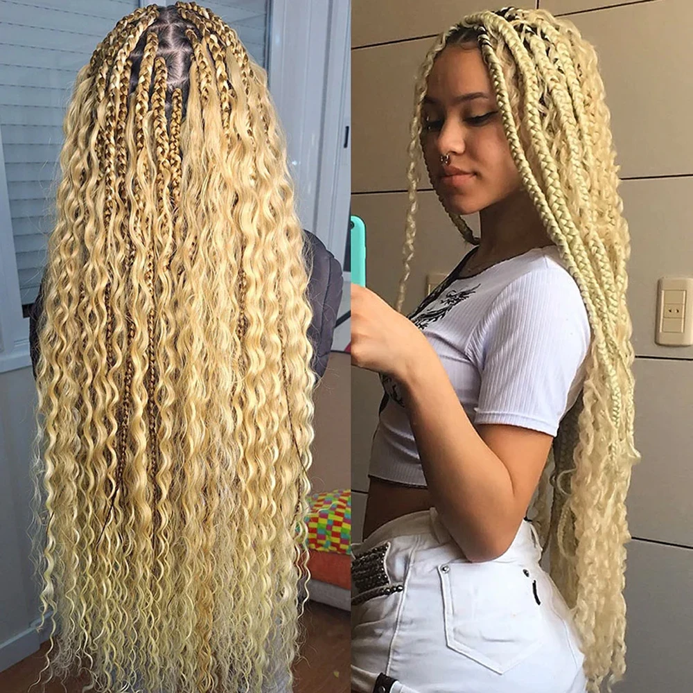 Braiding Hair No Weft Deep Wave Curly Bundle Human Hair Braids Extension 613 Blonde Human Hair Bulk for Boho Braids 16 Inch