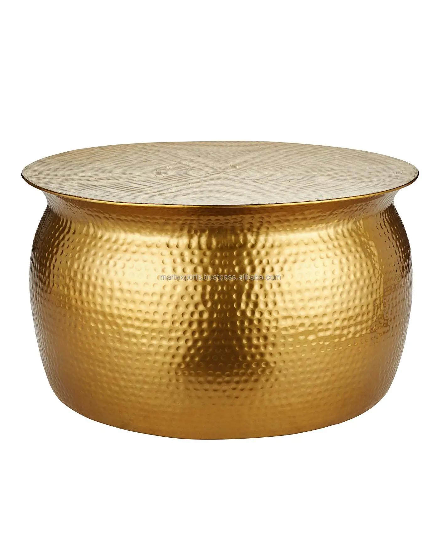 High quality aluminium metal round curved hammered drum coffee table for living room furniture in wholesale price