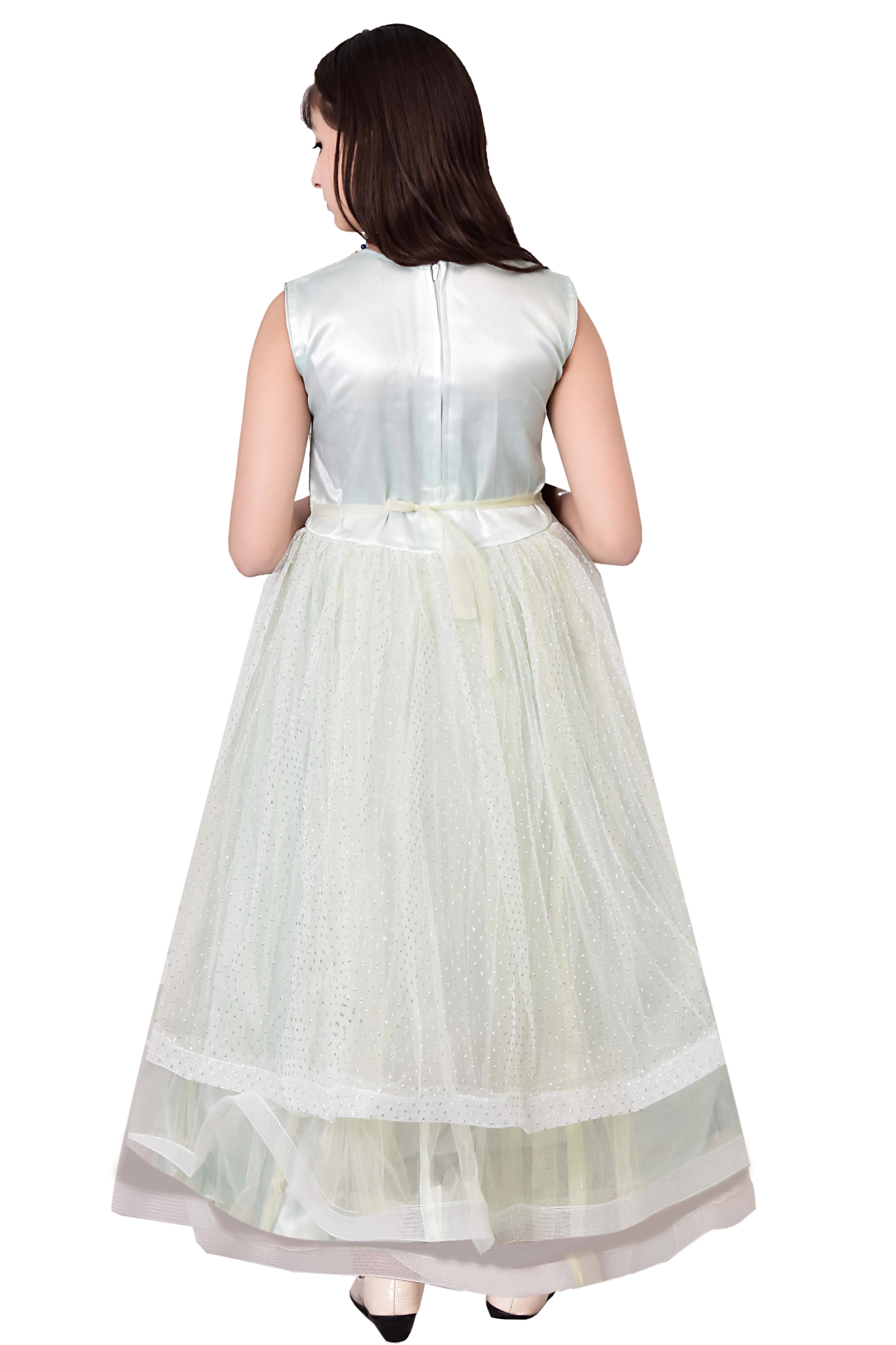 Traditional Patch Net Long Maxi Gown Dress For Girls 3 - 10 Years Best Quality Stylish Design In Stock Item