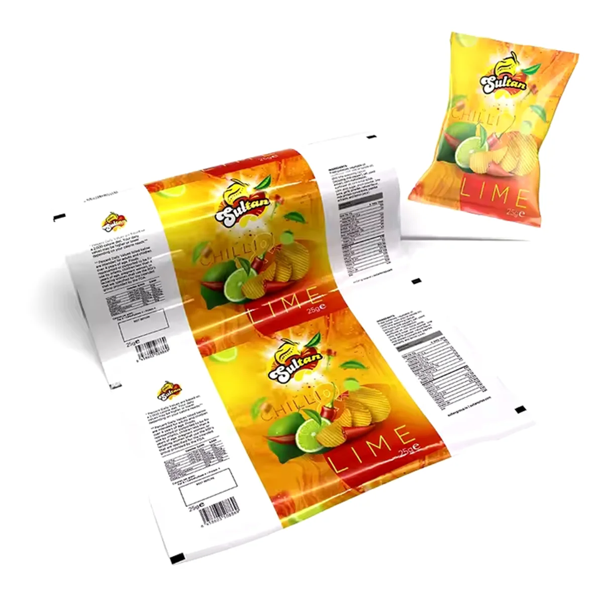 Factory-Licensed Plastic Laminated Snack Packaging Film Roll for Small Bag Storage of Potatoes Chips & Nuts Food Industry Use
