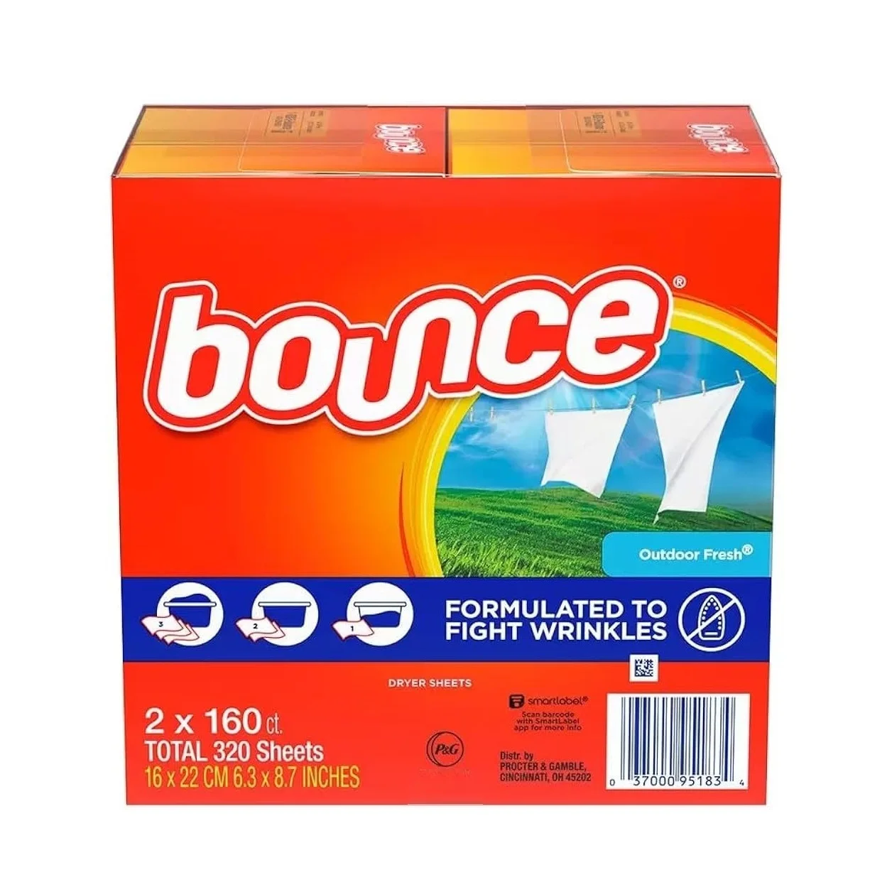 Direct Supplier Of Bounce Dryer Sheets, Outdoor Fresh, 320 Sheets At Wholesale Price