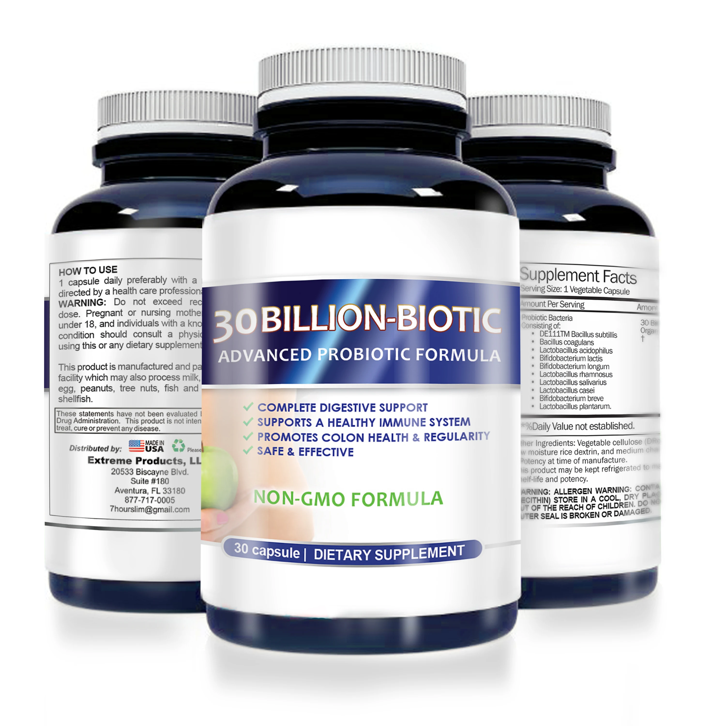 Advanced Probiotic Formula Dietary Supplement 30 Capsule Billion Biotic