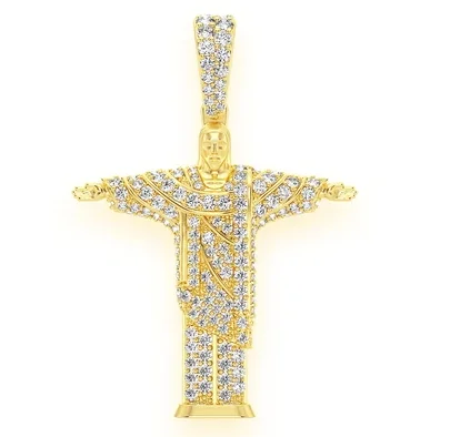God Yeshu Jesus Christ Lab Grown Diamond Pendant Religious Christian Necklace 10k Yellow Gold Best Selling Product Manufactory