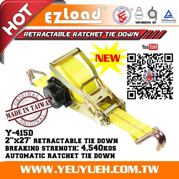 Best Sales Tie Down Strap Retractable Heavy Duty Metal Ratchet Strap With J Hook
