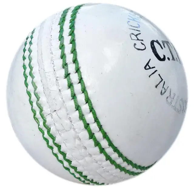 White Cricket Hard Ball with Green stitched Professional grade hard ball / Customize colors and logo