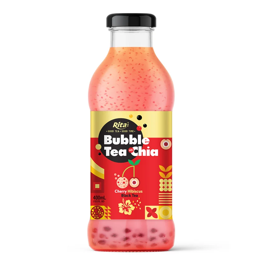 400ml Glass Bottle RITA Bubble Tea with Chia Strawberry Lemonade Flavor High Quality OEM ODM Manufacturer Vietnam Supplier