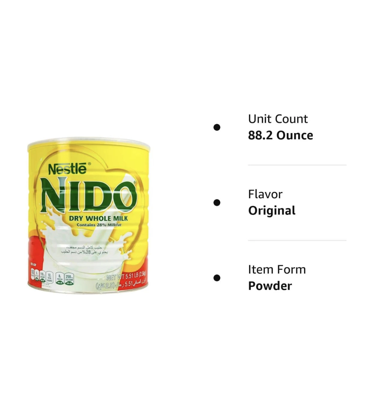 Wholesale Nestle Nido Milk Powder, Specially Formulated, Fortified with Vitamins and Minerals, Canned Packing 2.5KG