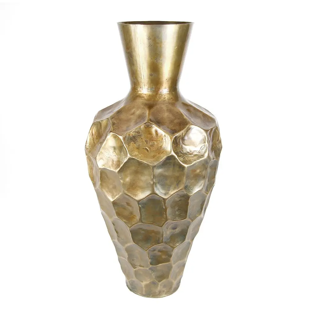 Vintage Metal Casting Aluminium Brass Gold Plated  Finishing Metal Flower Vase