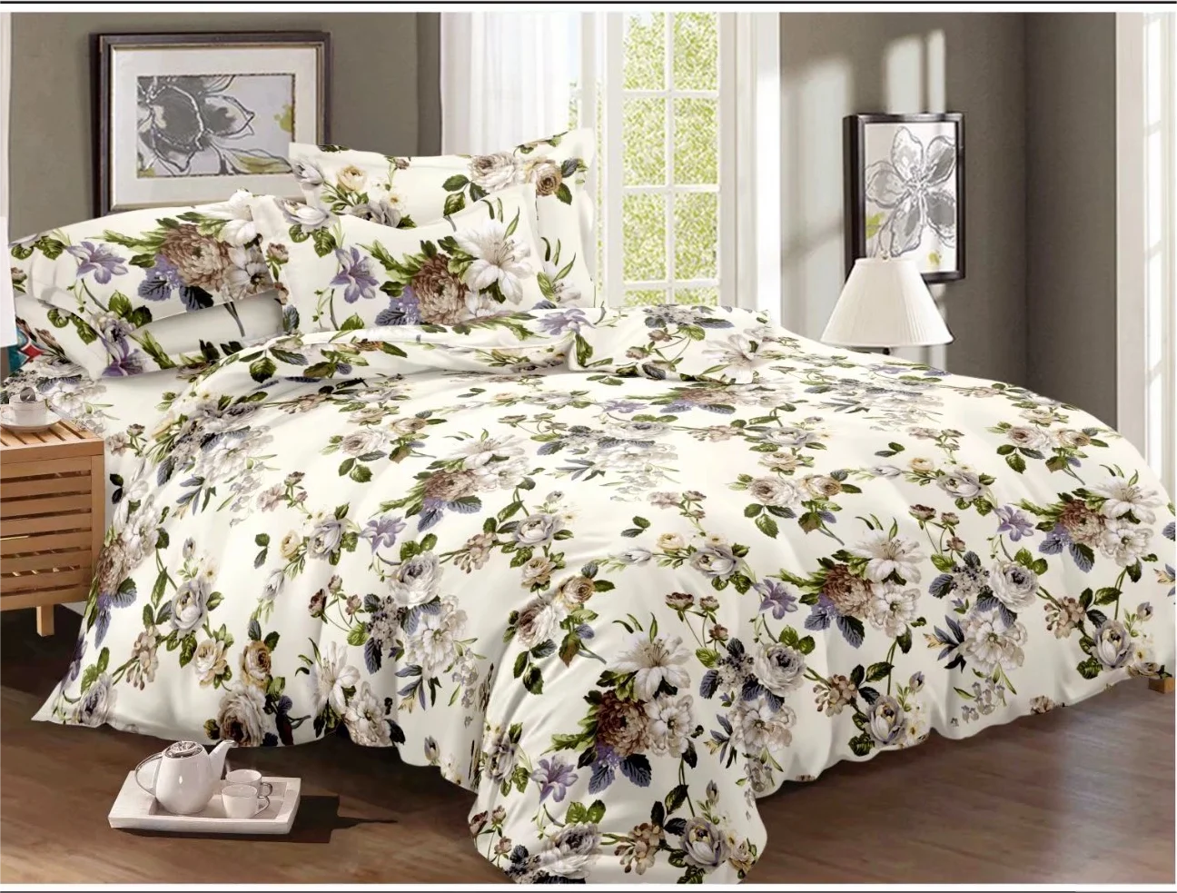 Fashion luxury bedding set bedroom furniture set machine washable bed sheet set queen and king size for bed