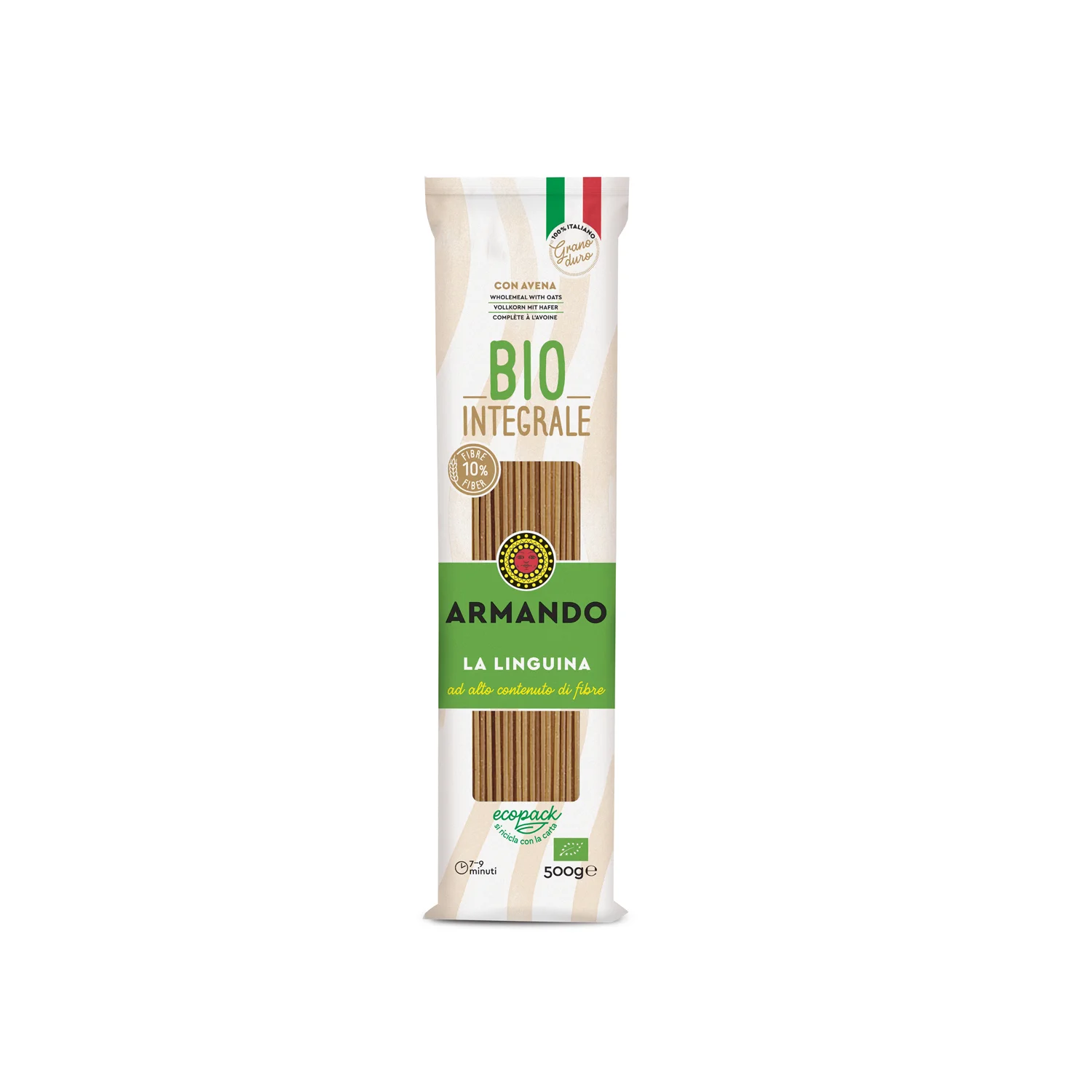 High Italian Quality Bronze Die Organic Durum Whole Wheat Dry Linguina Pasta 500g in bag for Wholesale
