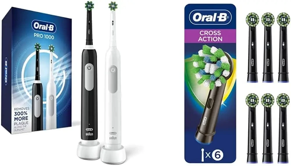 Hot sale Oral. - B Pro 1000 CrossAction Electric Toothbrush, Black and White, 2 Count multiple color options