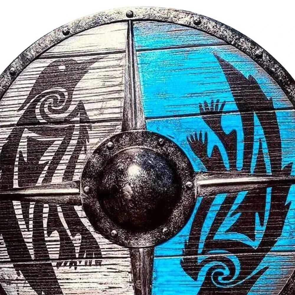 Средневековый щит Viking ручной работы из слоистой древесины с 1095 углеродистой стали Центральная чашка линия и круглый стержень доступны во всех