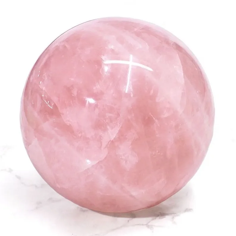 Wholesale Natural Pink Rose Quartz Sphere High Quality Polished Rose Quartz Crystal Ball Buy From FAVORITE AGATE EXPORT