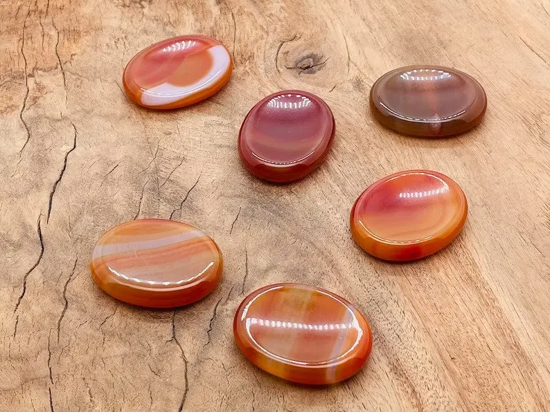 Carnelian Agate Crystal Elegant Quartz Thumb Stone for Healing Therapy Wholesale Natural Worry Stone Buy Now!
